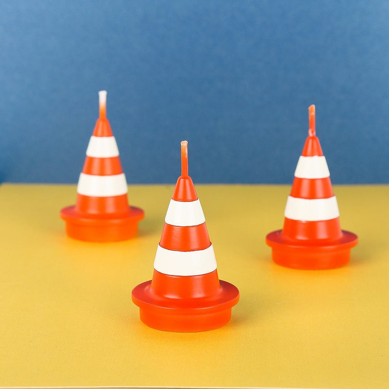 Construction Traffic Cone Candles With White Stripes Etsy