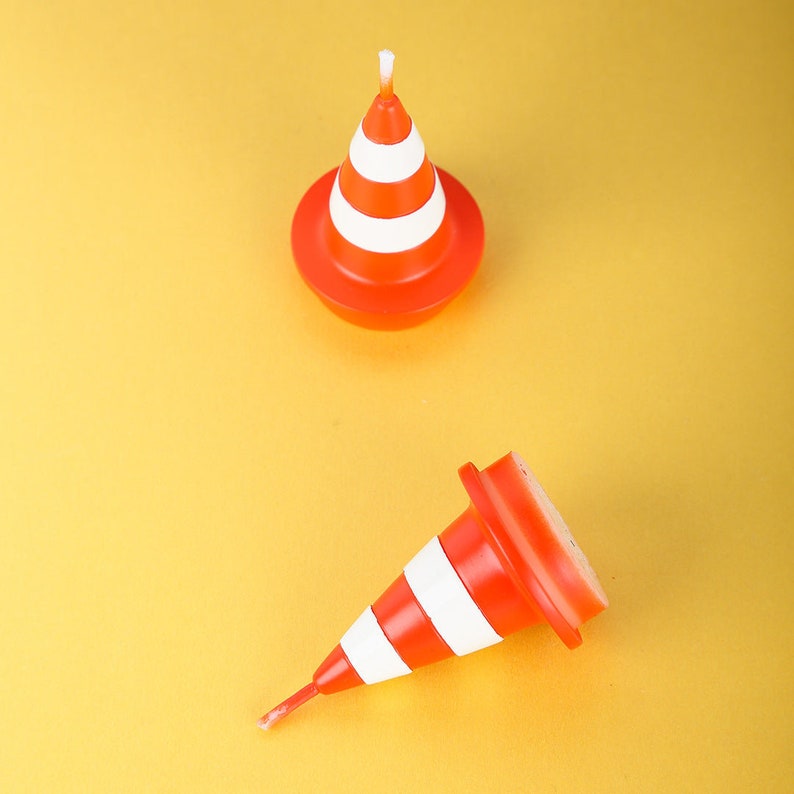 Construction Traffic Cone Candles With White Stripes Etsy
