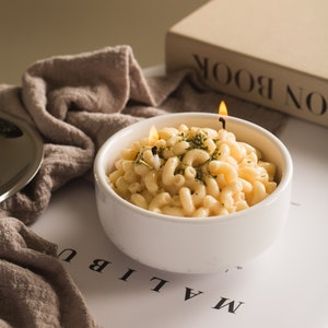 Mac and Cheese Candle Bowl Baked Macaroni and Cheese Food Candle Bowl Pasta Candle Holiday Candle GiftsDecorative CandleFood Candle image 3