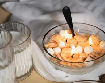 Cinnamon Cereal Bowl Candle | Cinnamon Toast Crunch Cereal Candle Bowl | Food Candle | Realistic Candle | Room Decor Unique Candle