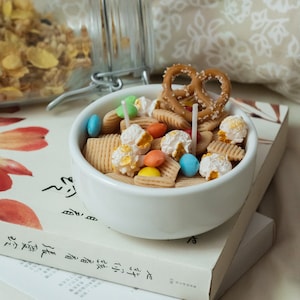 Trail Mix Cereal Bowl Candle | Decorative Candle | Food Candle | Breakfast Candle Gift | Fake Food Candle | Vanilla Candle | Dessert Candle