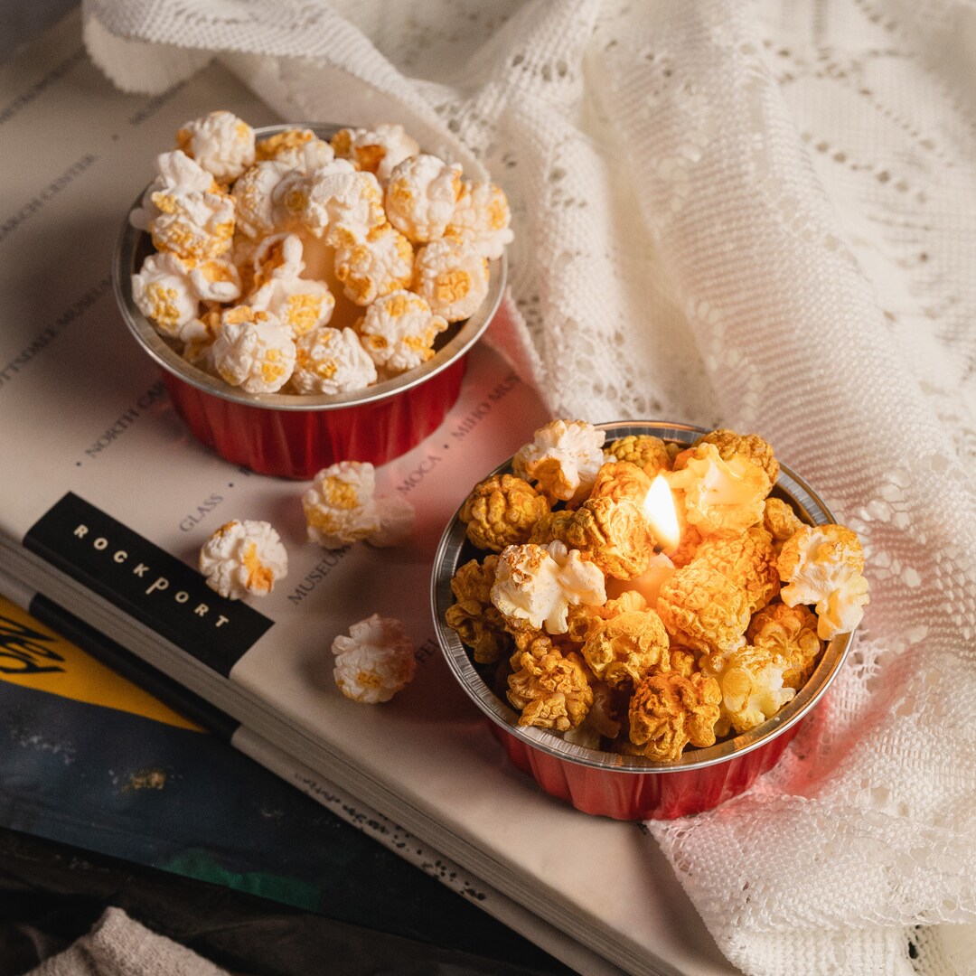 Butter/cameral Popcorn Candle Bowl Personalized Popcorn Candle Popcorn