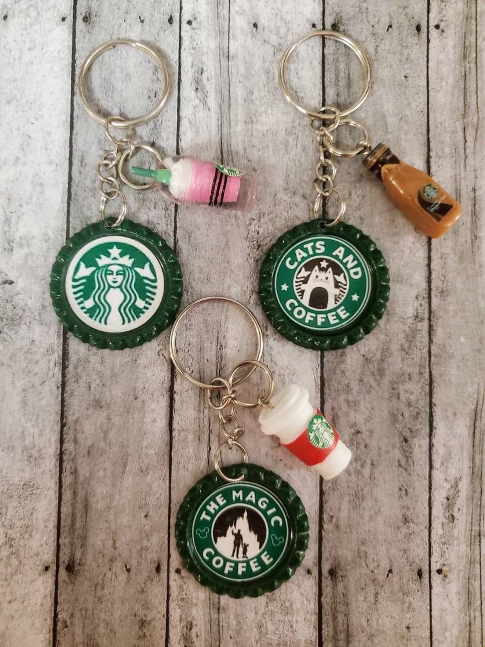 Bottle Cap Miniature Starbucks Drink Keychain/charm Etsy