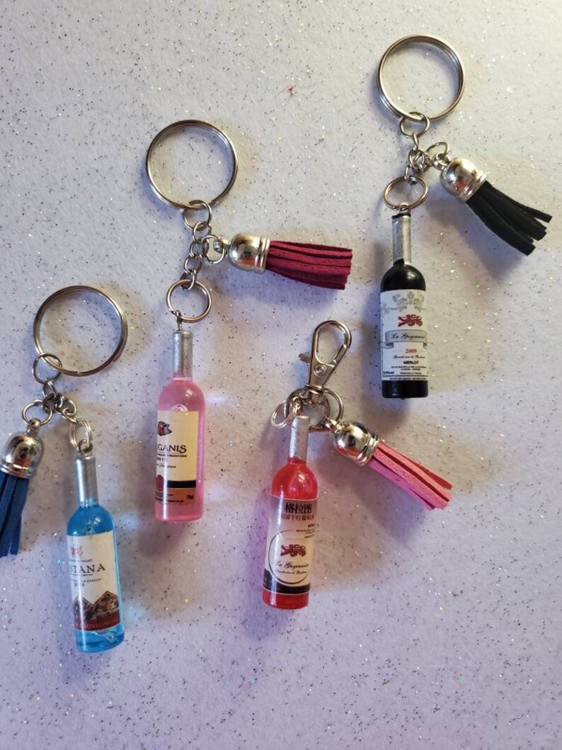 Miniature Resin Wine Bottle Keychain Charm Novelty Etsy