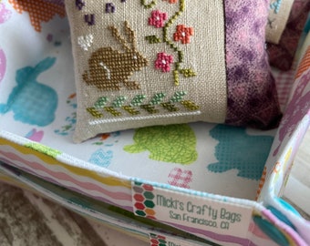 Plateau à pression en tissu de Pâques fait main, organisateur de points de couture, cadeau d'agrafeuse, accessoire de couture, décoration saisonnière