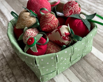 Panier à petits fruits en tissu tissé à la main, pois vert pâle, décoration saisonnière, présentoir pour petit