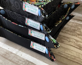 Plateau rabattable en tissu, imprimé floral poulet, organiseur pour agrafeuse, attrape-clés