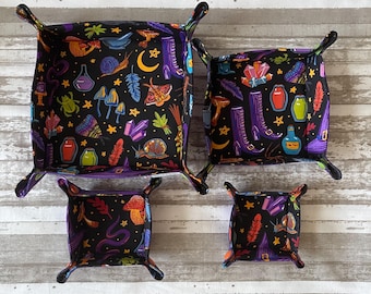 Plateau à pression en tissu Halloween, organiseur d'impressions sorcières, accessoire de couture, cadeau d'agrafeuse