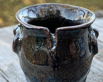 Tiny Ceramic Cauldron- Cracked Iron Goddess