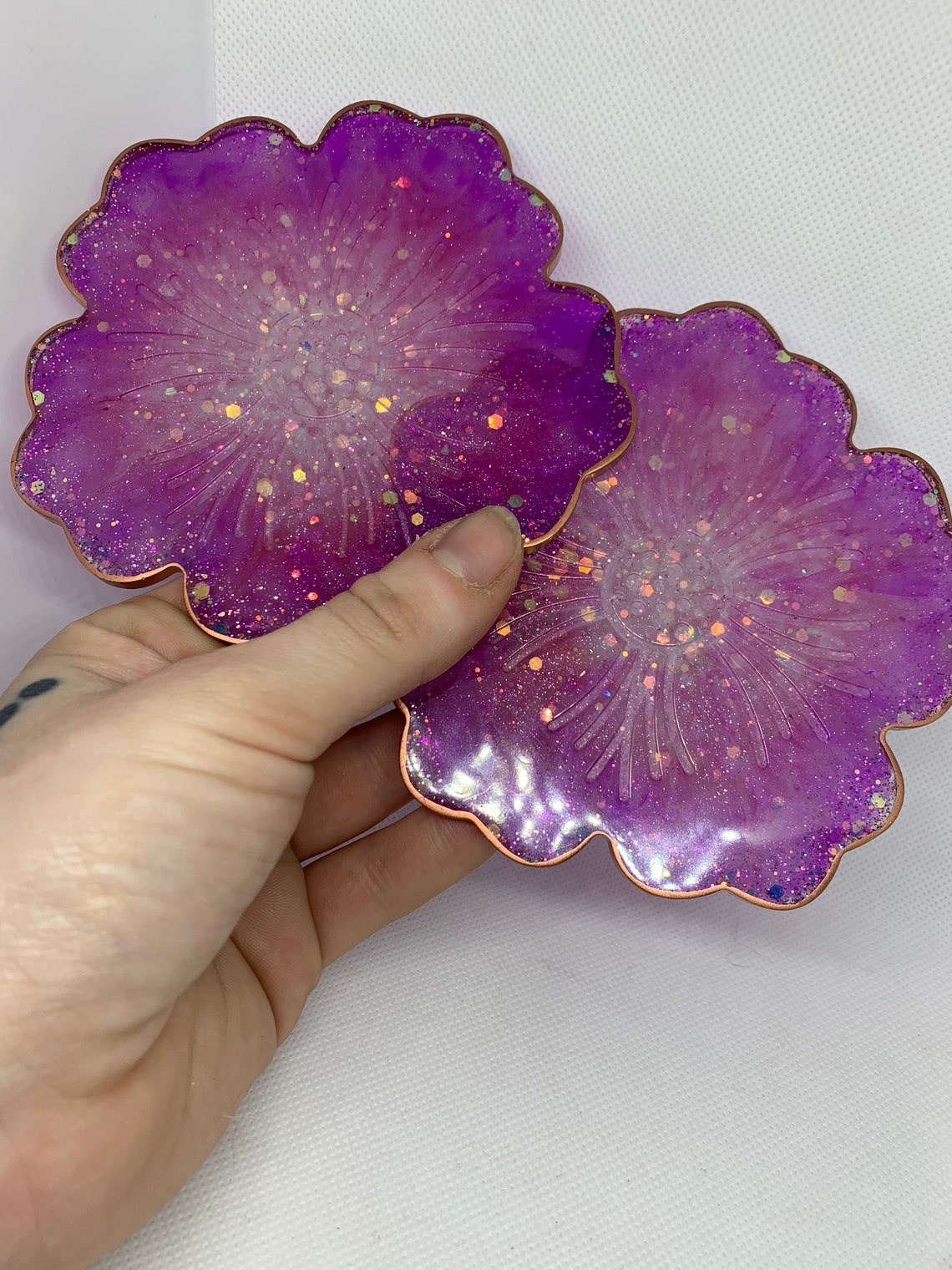 Flower resin coasters hibiscus glitter coasters Etsy