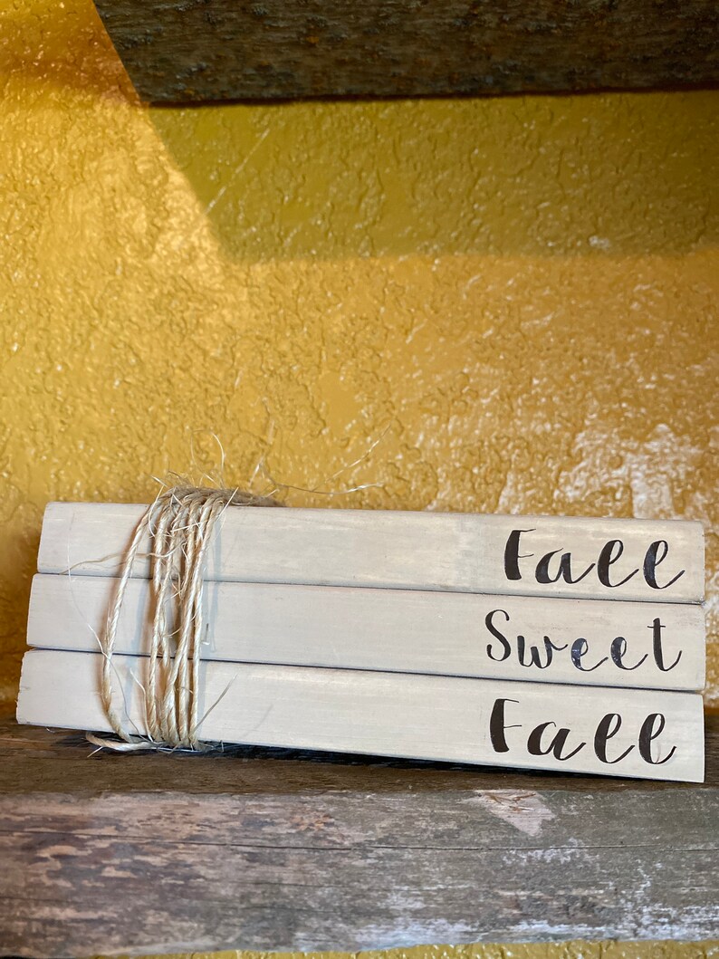 Faux Fall Wooden Books Fall Decor Holiday Decor Home Decor Etsy