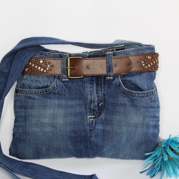 jean crossbody purse, denim crossbody purse