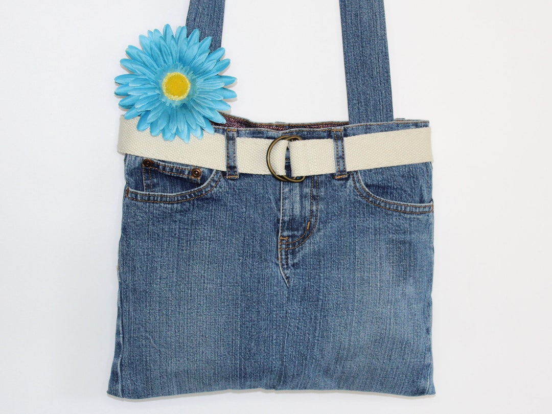 Blue Jean Crossbody Purse Denim Crossbody Etsy