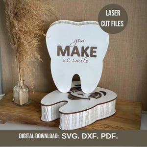 歯の形をしたボックス型レーザーカットファイル | デンタルデコレーション（SVG DXF PDF）