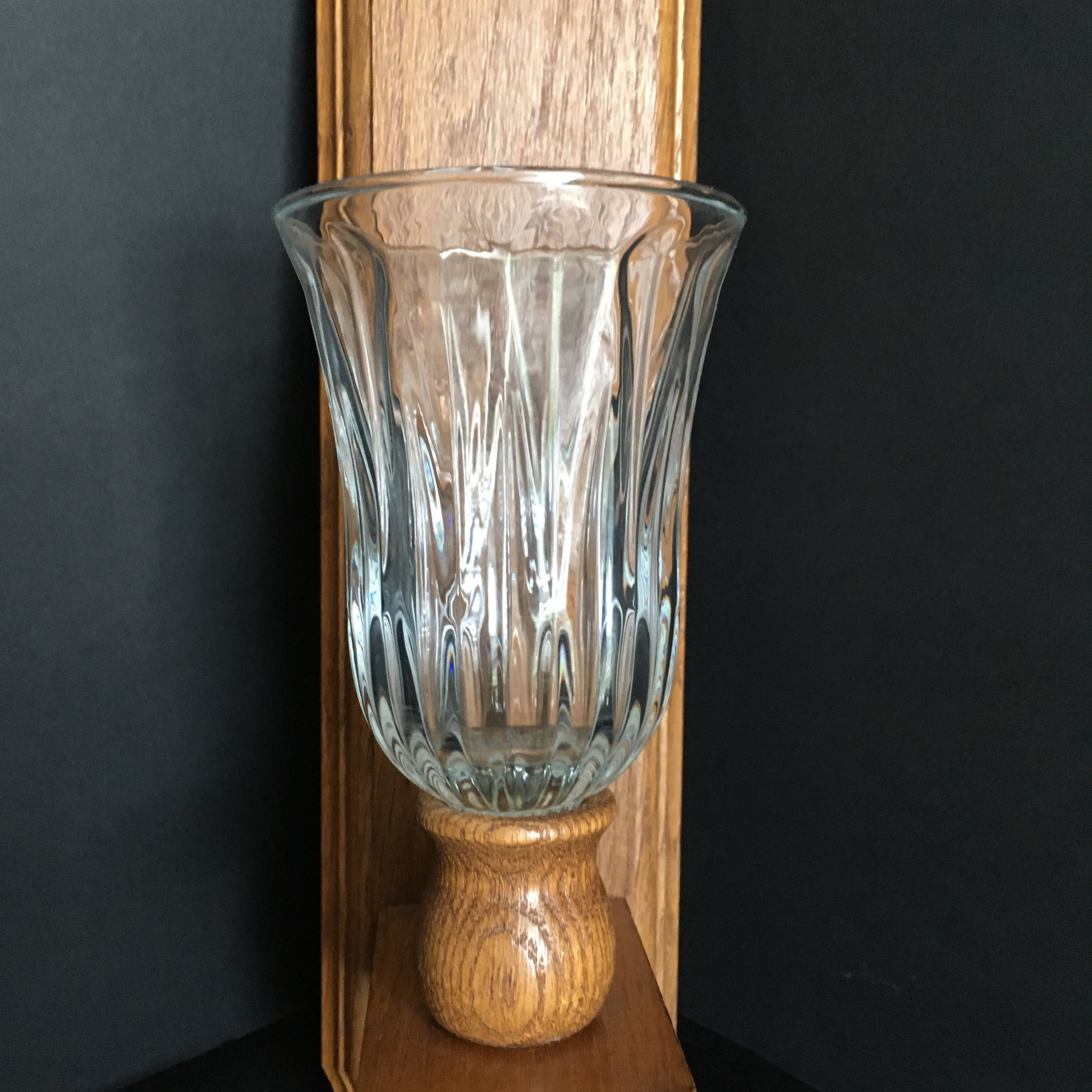 Vintage Wood Wall Candleholder Sconce With Glass Votive Cup, Home