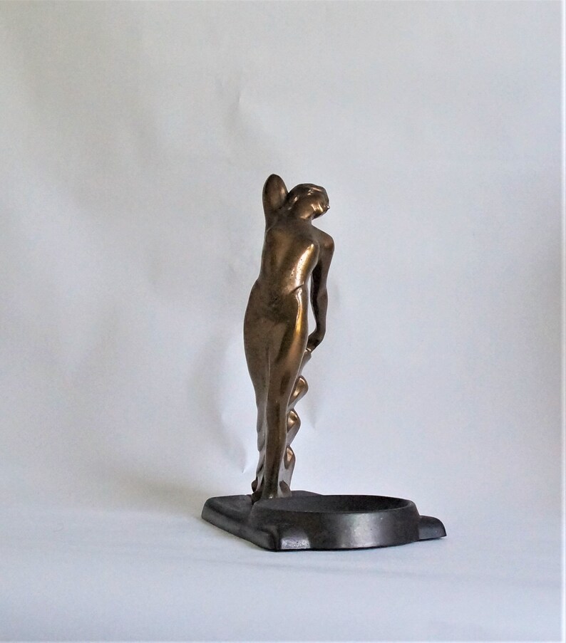 Art Deco Woman Statue Semi Nude Vintage Ashtray Holder Etsy