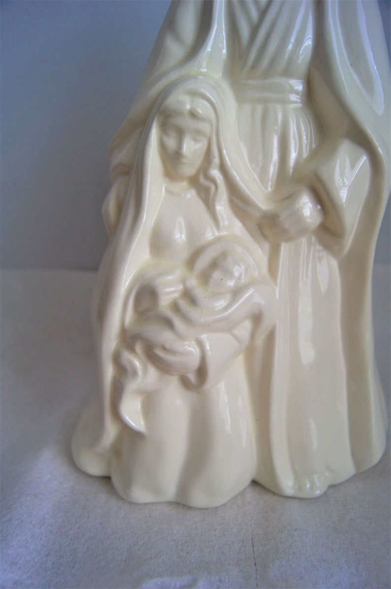 Vintage Off-White Ceramic Holy Family Statue Christmas Baby image 5