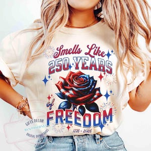Patriotic American Flag Rose Tshirt Unisex Fourth of July Gift Shirt for Him or Her 250th Anniversary of USA America 250 Independence