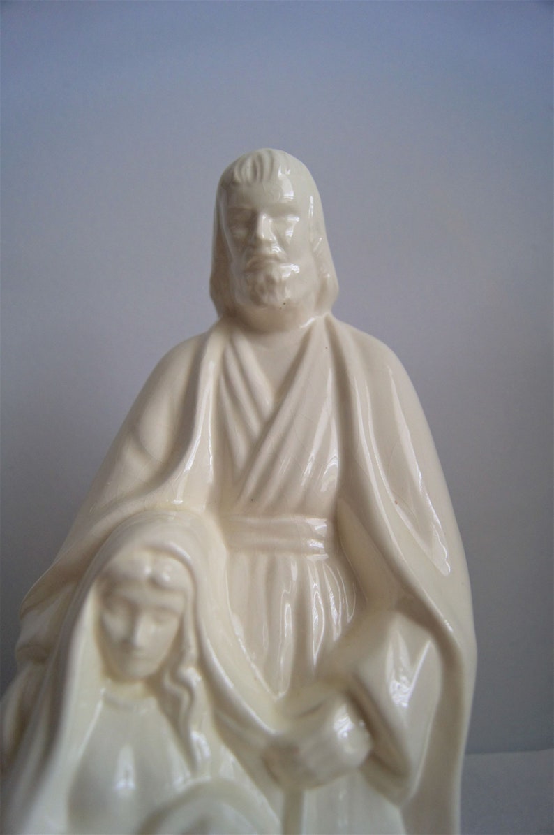 Vintage Off-White Ceramic Holy Family Statue Christmas Baby image 6