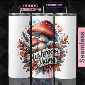 Mushroom Mama Stampabile Arte Autunnale per Tumbler Wrap Tshirt Tazza Arte Murale Fiori Natura PNG Sublimazione Artigianato File Digitale Istantaneo Download