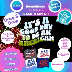 Aangepaste invulbare canvas framesjabloon Amerikaanse tekst plus bonusframes voor ambachten, commercieel gebruik, doe-het-zelf, tshirt mokken draagtassen hoeden POD Clipart