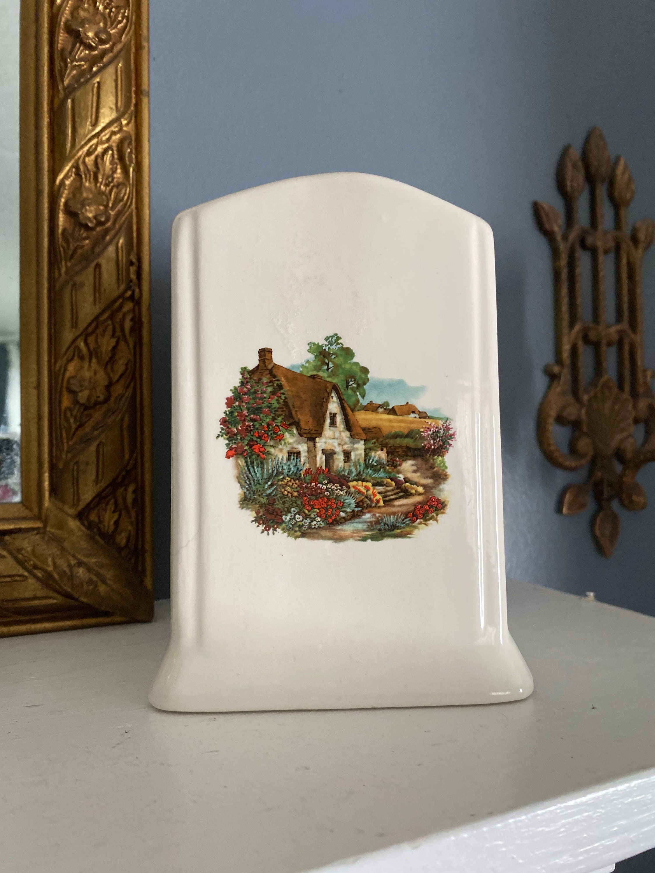 Vintage Cottage Design Utensil Holder Square Faux Flower - Etsy