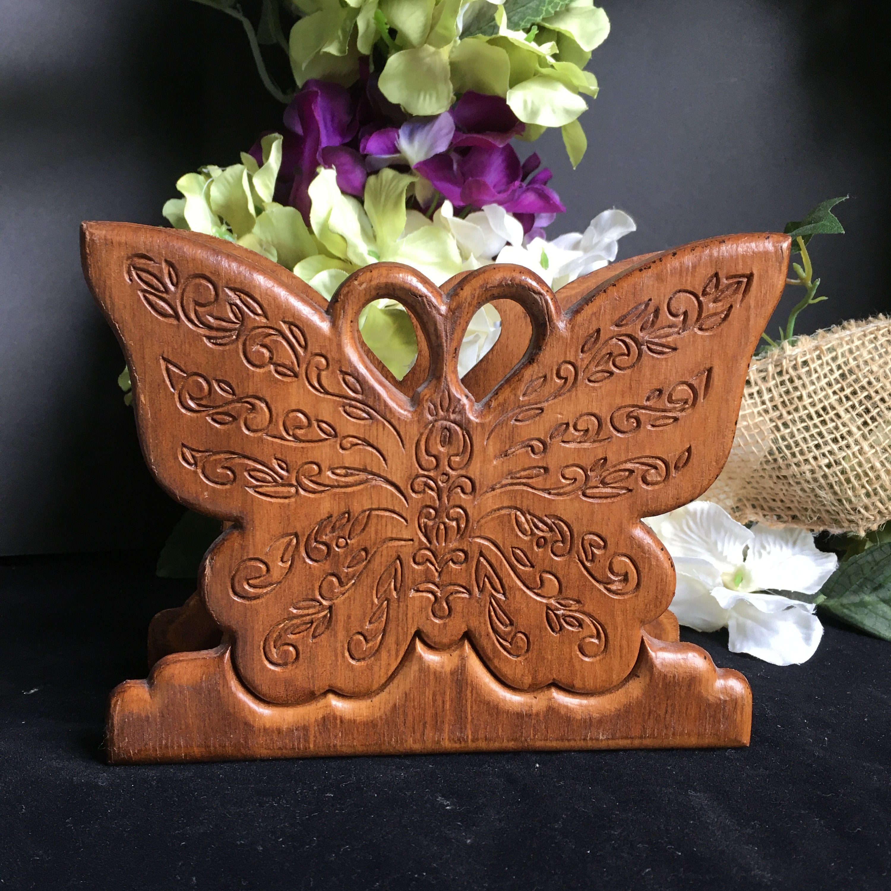 Wood Butterfly Napkin Holder Etsy