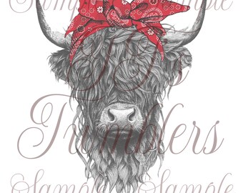 Highland cow southern mama PNG digital download