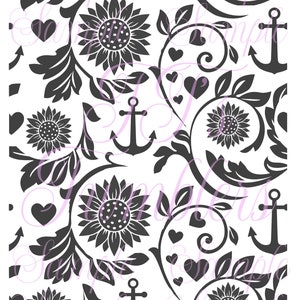 Sunflower/anchor Tooled Leather PNG Digital download