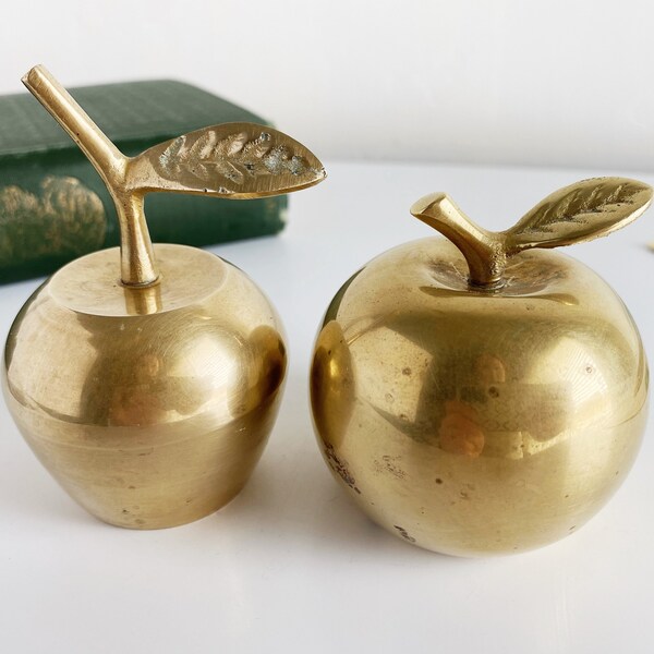 Vintage Brass Apple Bell / Teacher Gift / Desk Decor