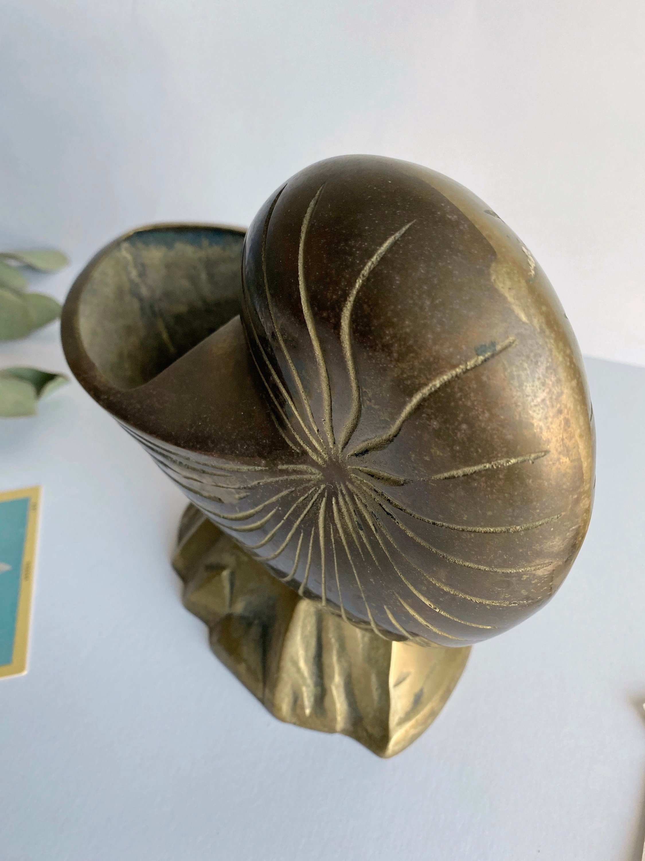 Vintage Brass Shell Planter Vase / Mid Century Hollywood Etsy