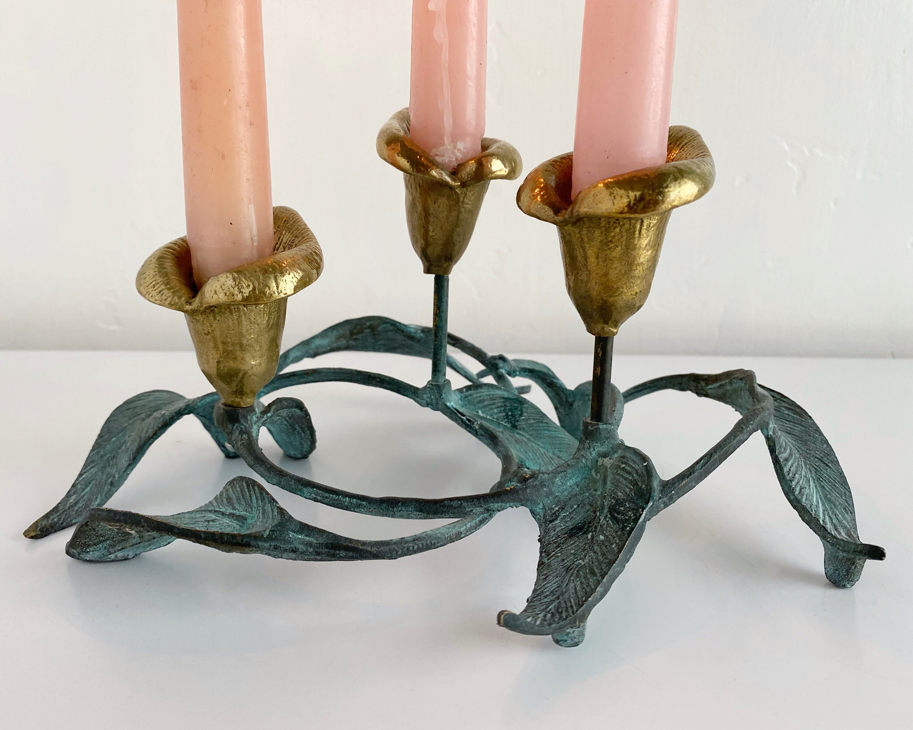 Vintage Brass Lilly Flower Candelabra / Candlestick Holders / Etsy