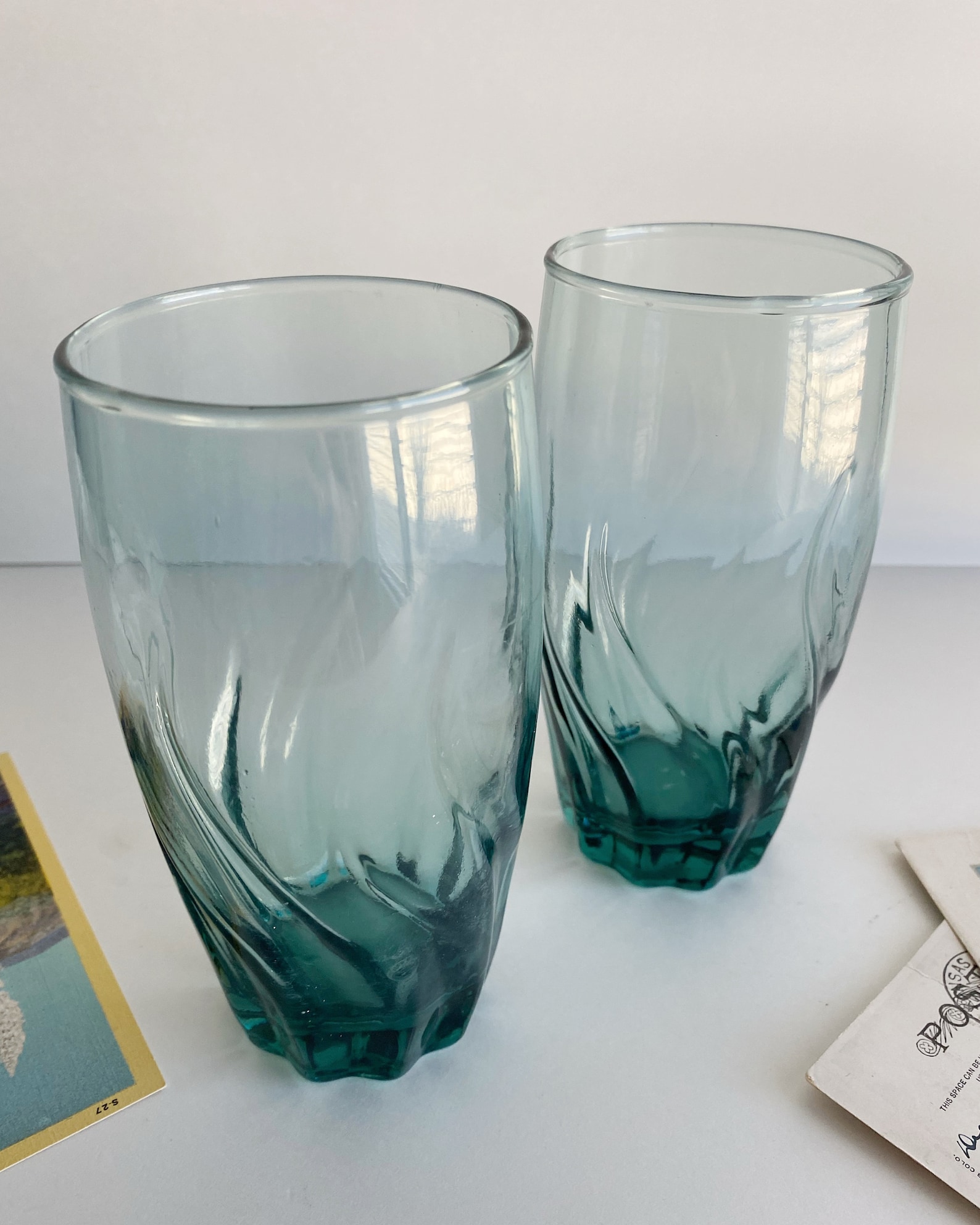 Vintage Teal Drinking Glasses Pair / Anchor Hocking Central | Etsy
