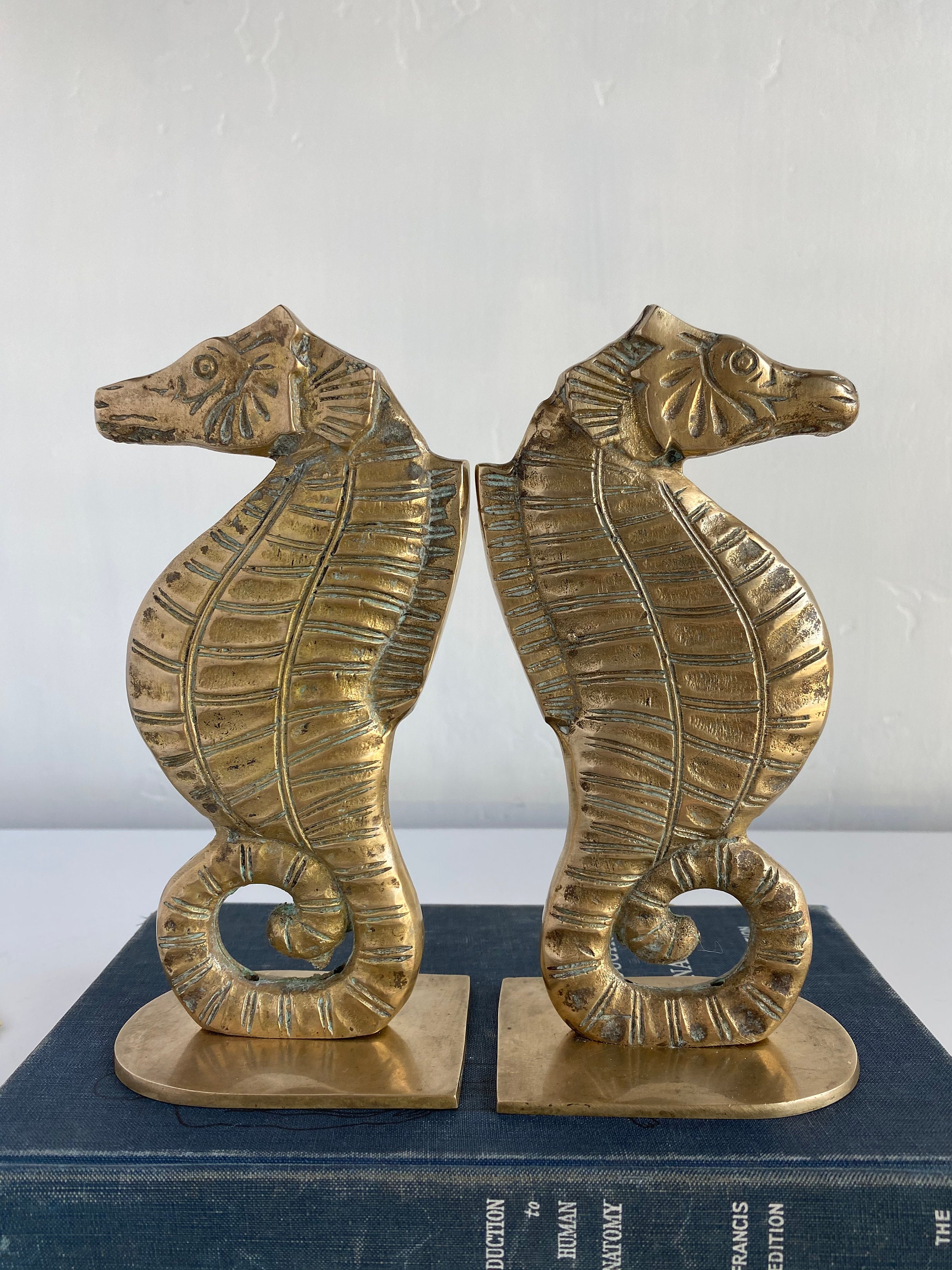 Vintage Brass Seahorse Bookends Pair / Beach Sea Ocean Animal Etsy