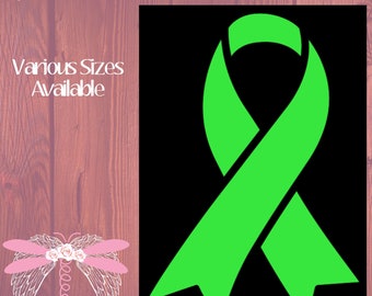 Lymphoma Cancer Awareness Ribbon - Lime Green - Infant Loss - Child Loss - Remembrance - In Loving Memory - Decal - Vinyl