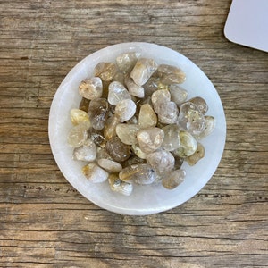 Rutilated Quartz Tumbled Stone // Natural Rutile in Quartz Crystals // Crystal Grids, Healing Crystals
