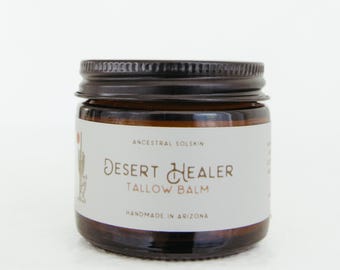 Desert Healer Whipped Tallow Balm, Grass-fed Beef Tallow Balm, Creosote Tallow Balm, Chaparral Infused Tallow, Organic, Moisturizing