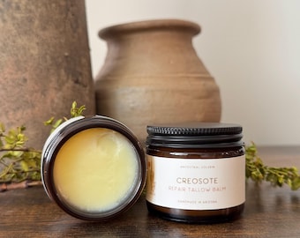Creosote Tallow Balm, Grass-fed Beef Tallow Balm, Repair Balm, Chaparral Infused Tallow, Organic, Moisturizing