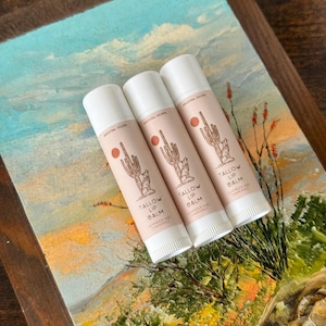 Tallow Lip Balm Lavender and Chamomile, Grass-Fed Tallow and Beeswax Lip Balm, Non-Toxic, Eco Friendly, Organic Tallow Chapstick
