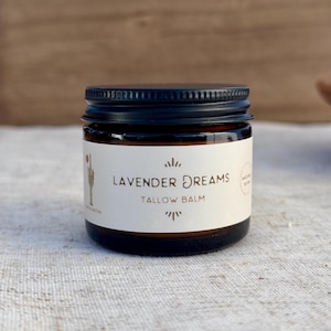 Organic Lavender Whipped Tallow Cream, Natural Face Moisturizer, Grass-Fed Beef Tallow Based Skincare, Non-Toxic, Eco-Friendly, Tallow Balm