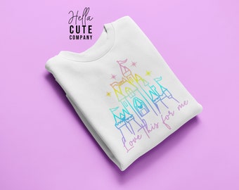 Love This For Me Sweater, Love This For Me Castle Sweater, Pastel Disney Sweater, Pastel Castle Sweater