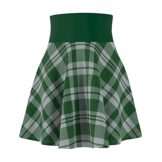 Green Plaid Skirt Women s Skater Skirt Wizard Skirt Etsy UK