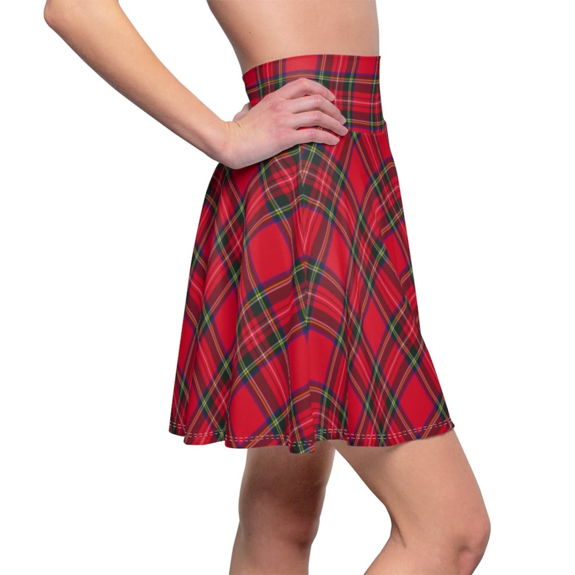 Red Tartan Print Skirt Christmas Skirt Plaid Skirt | Etsy