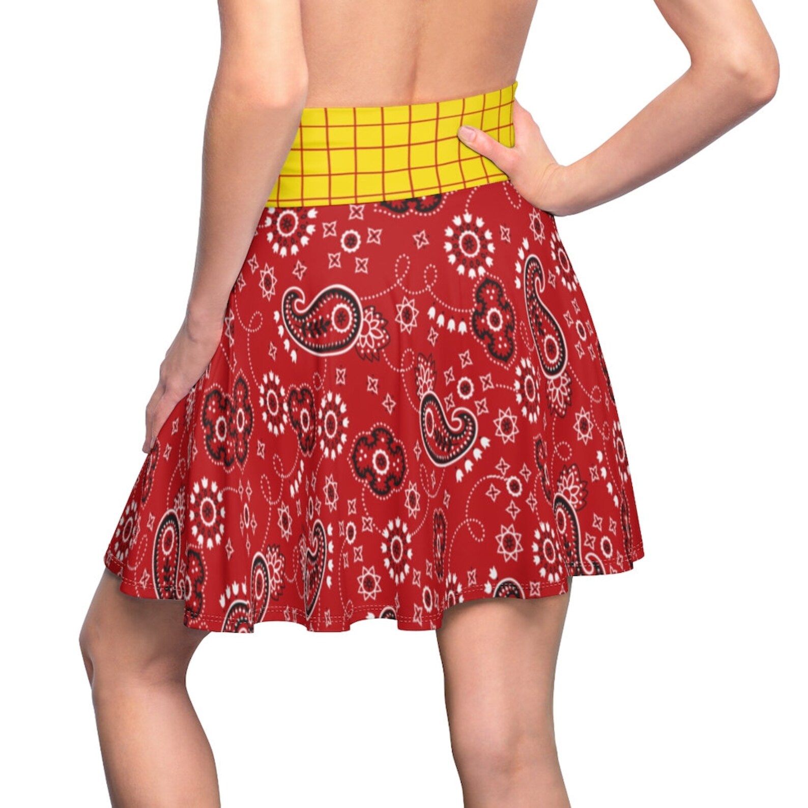 ruched drawstring face print skirt