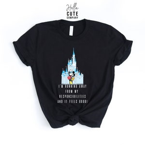 Disney Mashup Shirt, The Office Shirt, Funny Disney Shirt, I'm Running Away From My Responsibilities And It Feels Good Shirt Black