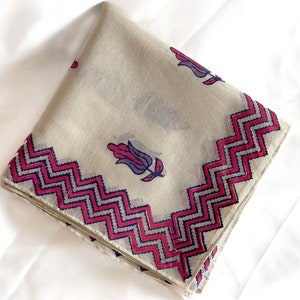 Designer Long Indian Block Print Scarf, Handmade Lightweight Head Scarf for Women, Tribal Pattern Shawl Organza Wrap