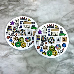 Board Game Coasters — Tabletop, Card, and Gaming Metal Coasters (Set of 2)