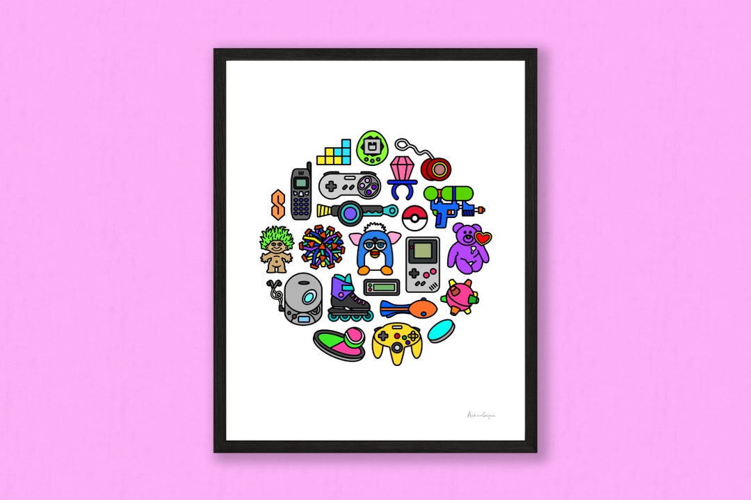 90s Nostalgia Print – 90's Childhood Toys and Games Print - Etsy