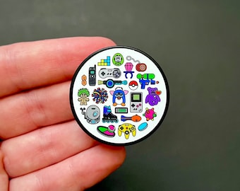 90s Nostalgia Toys and Games — Phone Grip Sticker — 1.5" Decal Only