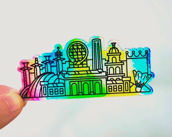 Kansas City Skyline – 4" Holographic Sticker – KC Outline Art